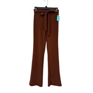Rhapsodielle Papermoon Brown High Waist Tie Front Flare Leg Pants Small